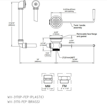 Scolo di plastica della leva di torsione della serie completa WV-3170P-FEP del ODM fornitore